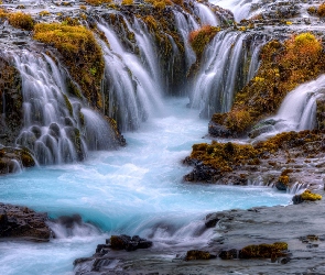 Islandia, Skały, Rzeka, Wodospad Bruarfoss