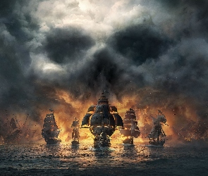 Morze, Chmury, Skull and Bones, Żaglowce