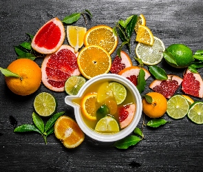 Napój, Kawałki, Cytrusy, Owoce, Limonki, Mandarynki