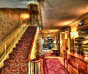 Inne wnętrza, Hotel, Korytarz, Schody