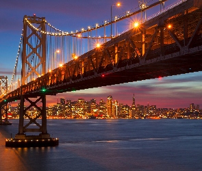 San Francisco, Zachód Słońca, Zatoka San Francisco, Most San Francisco-Oakland Bay, Stany Zjednoczone
