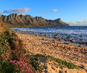 Republika Południowej Afryki, Góry, Plaża, Kamienie, Zatoka False Bay