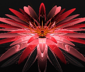 Czerwony, Kwiat, Grafika 3D