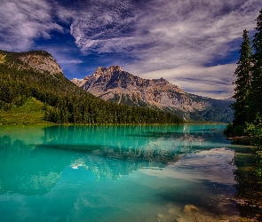 Kanada, Lasy, Jezioro Emerald Lake, Góry, Park Narodowy Yoho