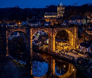 Knaresborough, Noc, Most, Rzeka Nidd, Anglia