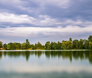 Drzewa, Niebo, Jezioro