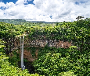 Drzewa, Wodospad Chamarel, Chamarel, Mauritius, Parku Narodowym Chamarel, Skały