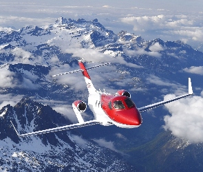Samolot, Chmury, Góry, Odrzutowiec Honda HA-420 HondaJet