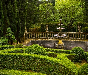 Villa Peyron, Fontanna, Toscania, Włochy, Fiesole, Ogród