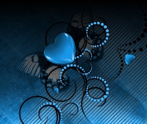 Grafika 2D, Serce, Niebieskie, Deseń
