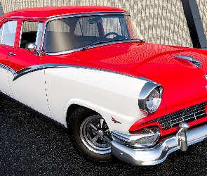 Zabytkowy, 1956, Ford Fairlane Town Sedan, Czerwono-biały