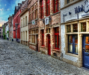 Gandawa, Domy, Uliczka, HDR, Belgia