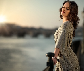 Słońce, Modelka, Długowłosa, Kobieta