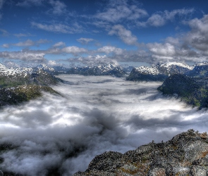 Region Møre og Romsdal, Chmury, Góry Skandynawskie, Wierzchołki, Norwegia