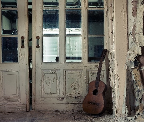 Gitara, Drzwi, Zaniedbane, Pomieszczenie