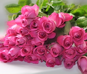 Różowe, Bukiet, Róże