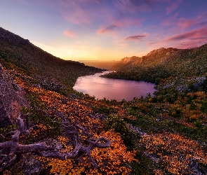 Tasmania, Góry, Jezioro Hansona, Park Narodowy Cradle Mountain-Lake St Clair, Australia