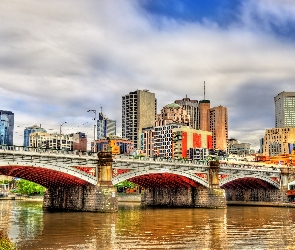 Australia, Wieżowce, Most Princes Bridge, Rzeka, Melbourne