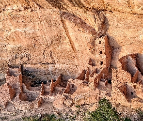 Pałac Klifowy, Ruiny osiedla klifowego, Stan Kolorado, Zabytek, Skały, Stany Zjednoczone, Park Narodowy Mesa Verde