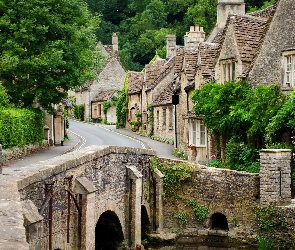 Droga, Most, Hrabstwo Wiltshire, Anglia, Wieś Castle Combe, Domy