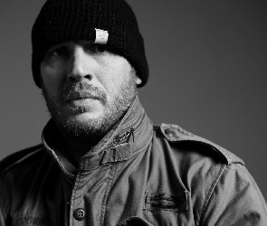 Czarno-białe, Kurtka, Aktor, Tom Hardy, Czapka, Zarost
