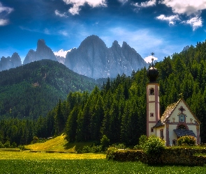 Włochy, Kościółek św. Jana w Ranui, Dolomity, Góry, Dolina Val di Funes