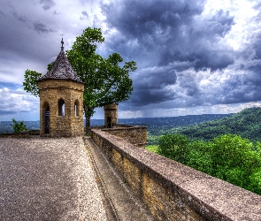 Badenia-Wirtembergia, Niemcy, Drzewo, Taras, Widok, Baszta, Zamek Hohenzollern