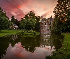 Muzeum domu rodziny Bransten - Huis Zypendaal, Dom, Prowincja Geldria, Staw, Park Zypendaal, Holandia, Arnhem