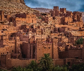 Maroko, Budowle, Osada Ajt Bin Haddu, Palmy, Region Sus-Masa-Dara