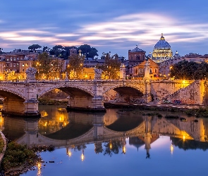 Rzym, Bazylika św. Piotra, Most św. Anioła, Rzeka Tyber, Watykan