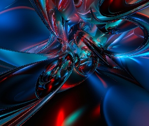 Grafika 3D, Abstrakcja, Czerwono-niebieska