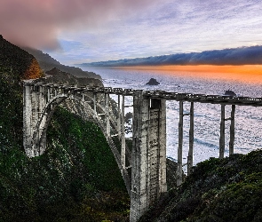 Rzeka, Góry, Stan Kalifornia, Stany Zjednoczone, Region Big Sur, Most Bixby Creek