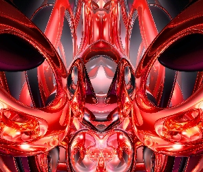 Czerwona, Abstrakcja, Grafika 3D
