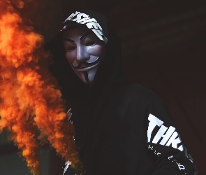 Anonimowy, Dym, Anonymous, Mężczyzna, Maska