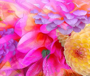 Dalia, Żółta, Fractalius, Kwiaty