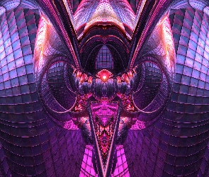 Fioletowo-różowa, Abstrakcja, Grafika 3D