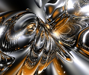 Abstrakcja, Świetlista, Grafika 3D, Czarno-złota