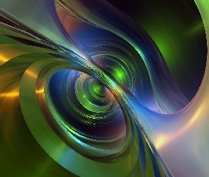 Abstrakcja, Zakręcona, Grafika 3D, Zielona