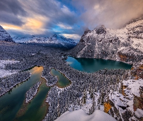 Góry, Jezioro Lake OHara, Kolumbia Brytyjska, Zima, Jezioro Mary Lake, Kanada, Park Narodowy Yoho