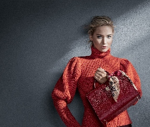 Chustka, Christian Dior, Jennifer Lawrence, Kobieta, Czerwona, Torebka