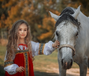 Długie, Uzda, Koń, Włosy, Dziewczynka