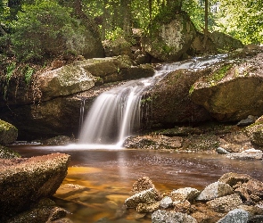 Niemcy, Saksonia-Anhalt, Kamienie, Rzeka Ilse, Las, Powiat Harz