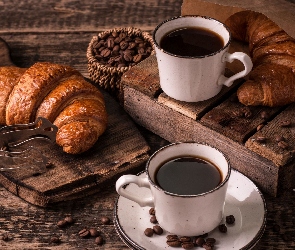 Croissanty, Rogale, Kubki, Dwa, Kawa, Ziarna