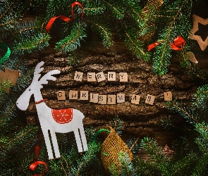 Życzenia, Ozdoby, Boże Narodzenie, Kompozycja, Gałązki, Świerku