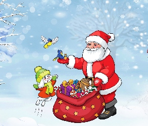 Mikołaj, Dla dzieci, Grafika 2D, Prezenty, Zima