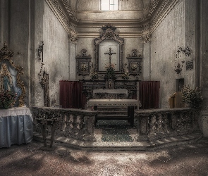 Kościół, Krzyż, Ołtarz, Matka Boska, Wnętrze