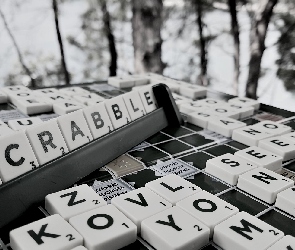Scrabble, Drzewa, Plansza, Plener, Gra