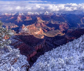 Stan Arizona, Śnieg, Kanion, Park Narodowy Wielkiego Kanionu, Stany Zjednoczone