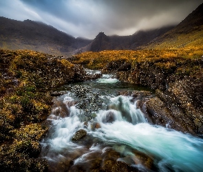 Highland, Potok, Kaskada, Góry Cuillin, Szkocja