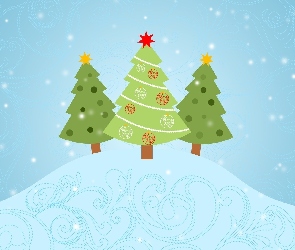 Boże Narodzenie, Grafika 2D, Choinki, Trzy